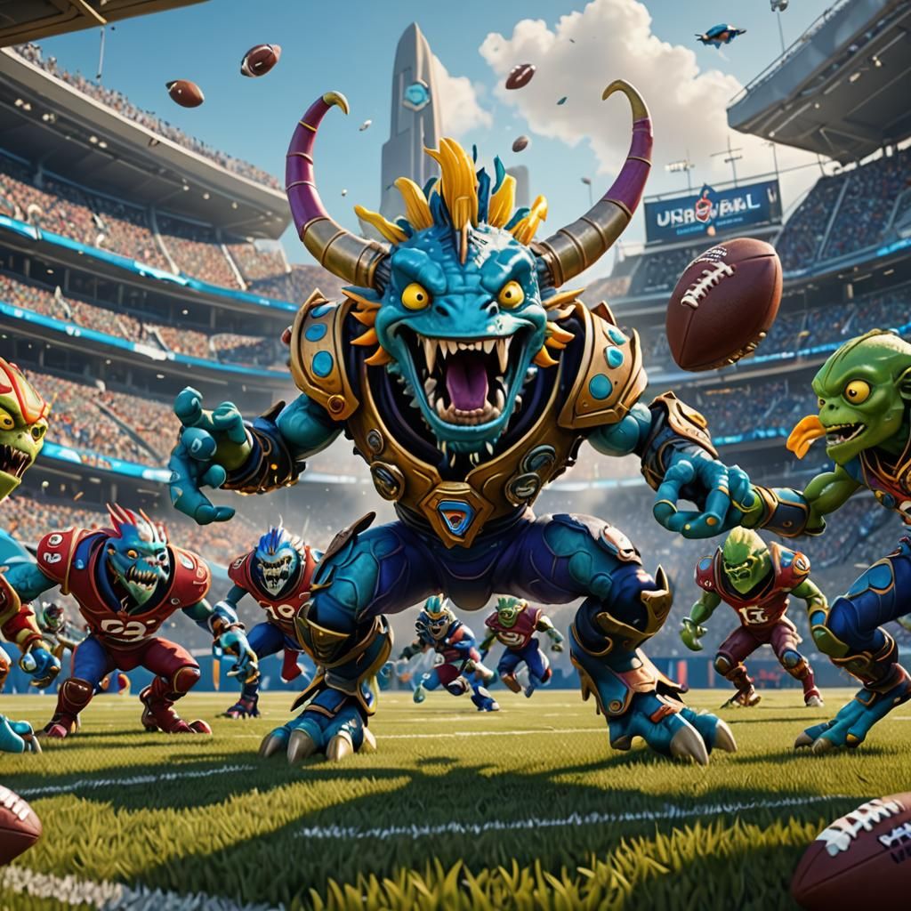 Murlocs Play Super Bowl in Detailed Matte Painting