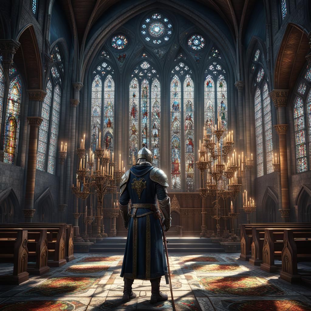 El Sid the Knight in Church, Detailed Matte Painting