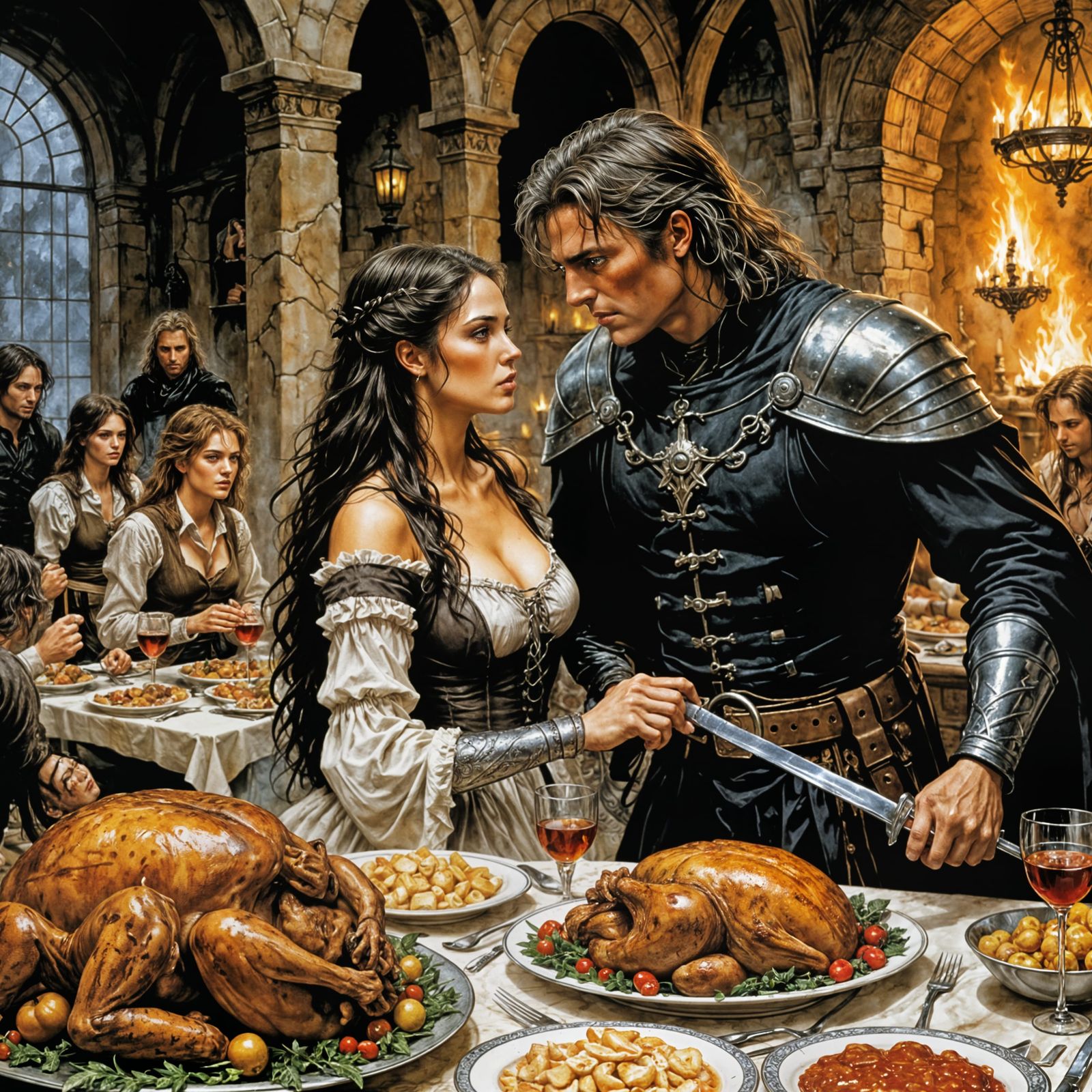 Thanksgiving Bloodbath in Dark Fantasy Style