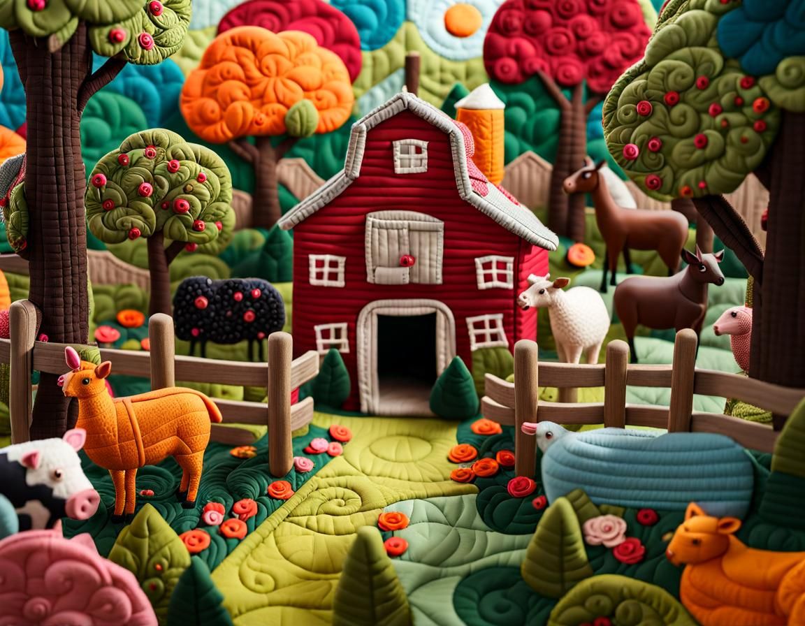 Quilted Farm Scene