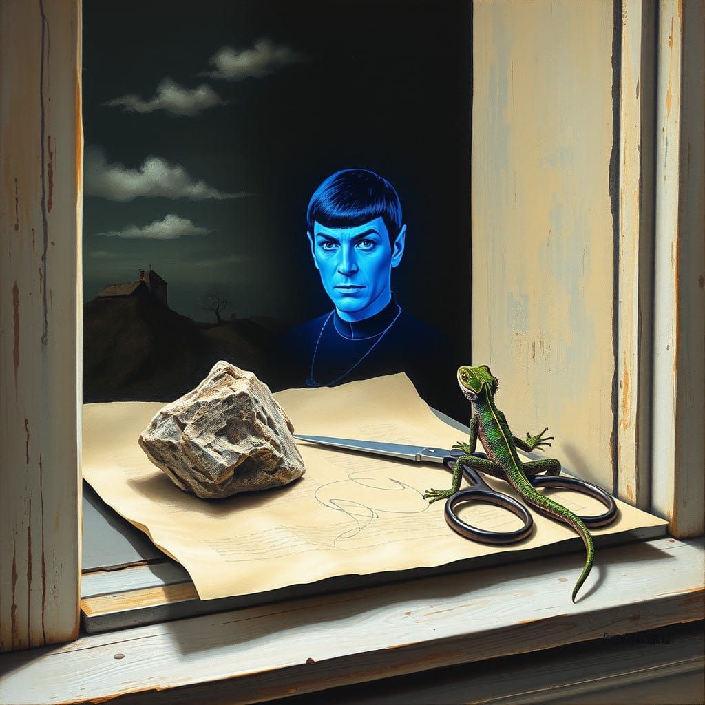 Mysterious Monochrome Still Life with Whimsical Elements