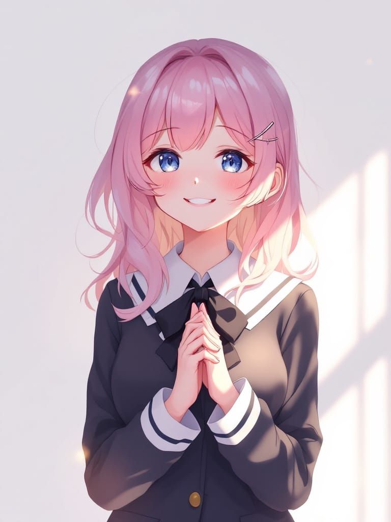 Luminous Anime Girl Portrait with Pastel Palette