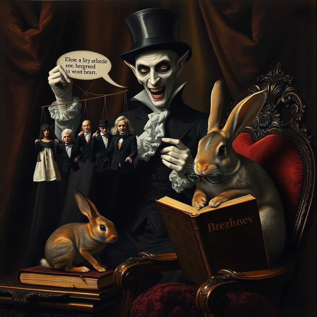 Vampire Puppets and Reading Rabbit: A Surreal Scene