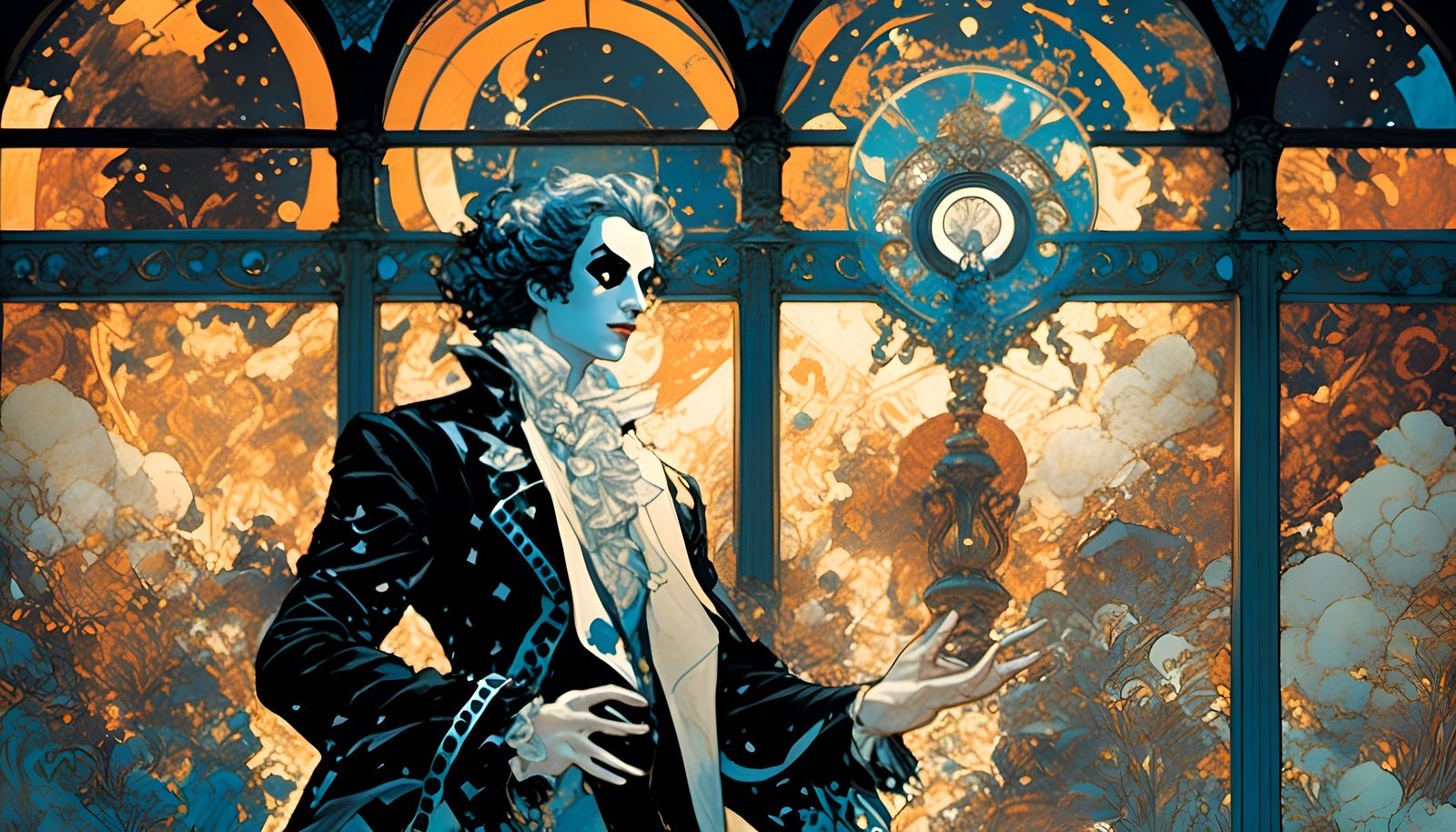 Rock n Roll Pierrot in Glass Labyrinth