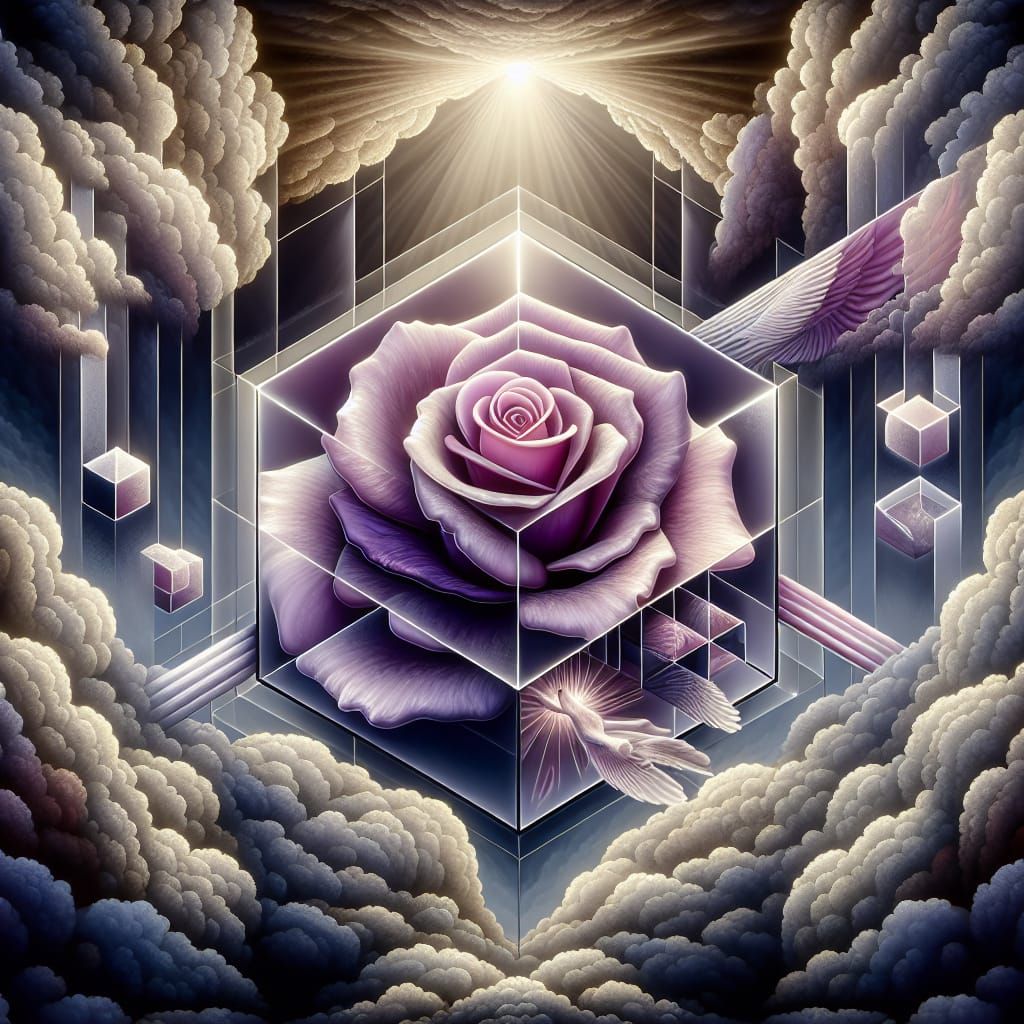 Purple Glass Rose in Baroque Chiaroscuro Style