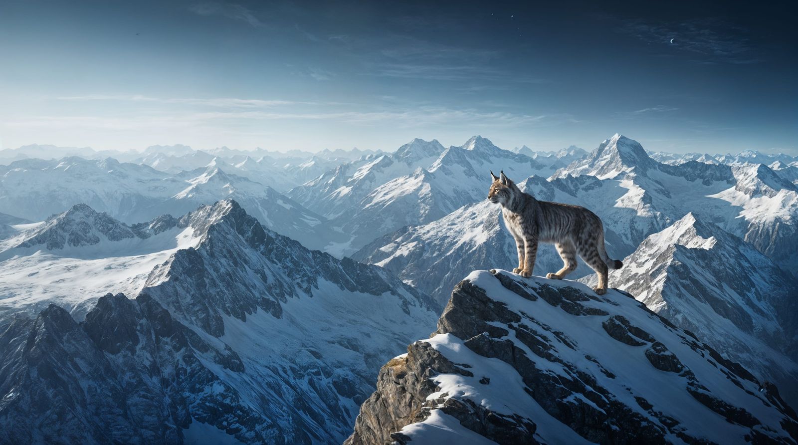 Lynx on Alpine Ridge: Fantasy Illustration