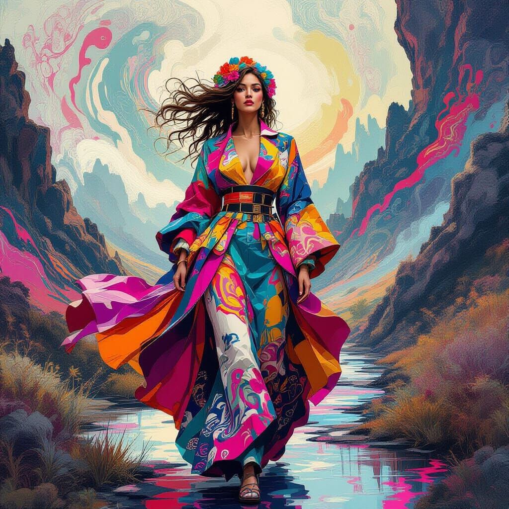 Futuristic Woman in a Surreal Dreamscape