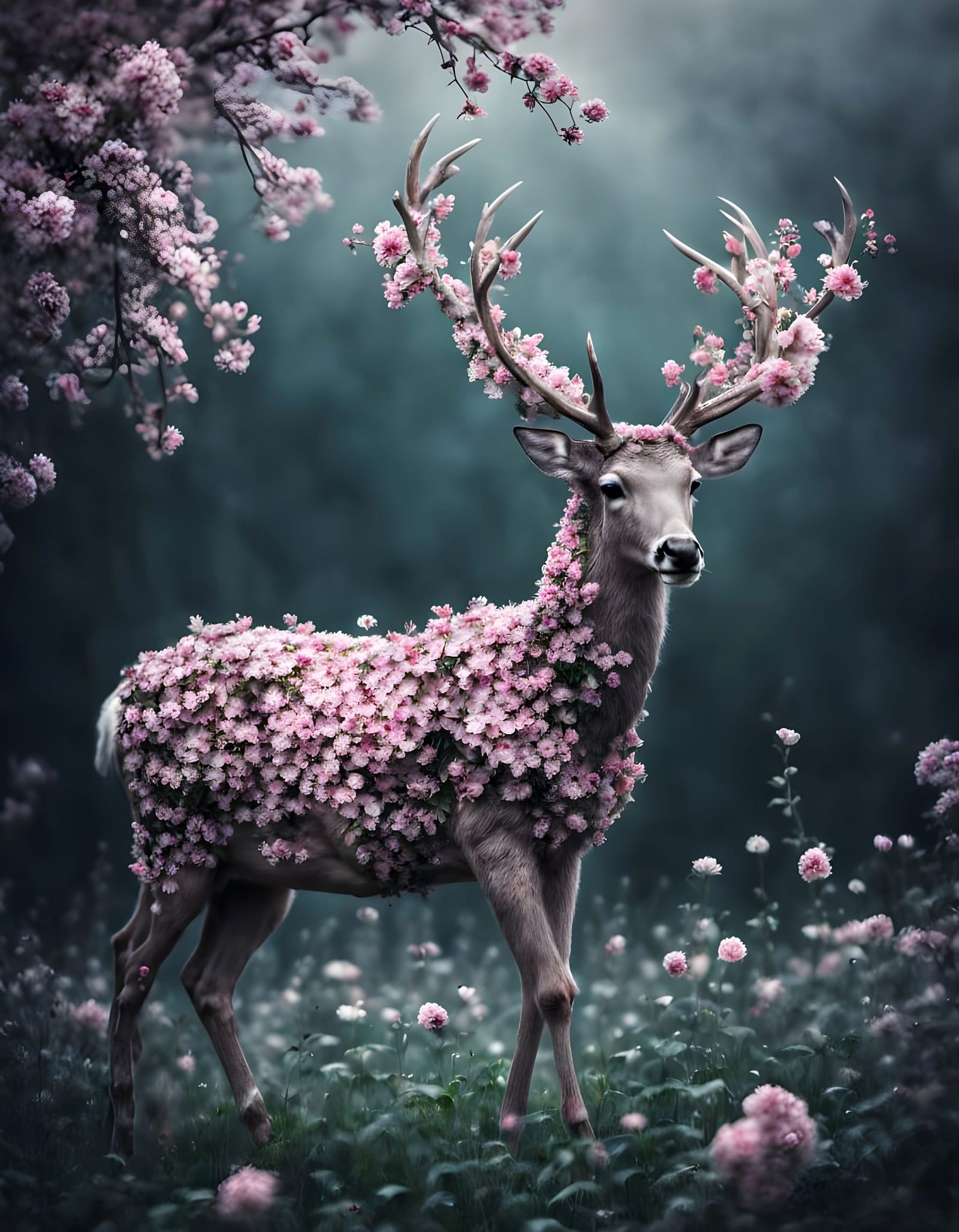 Deer of roses