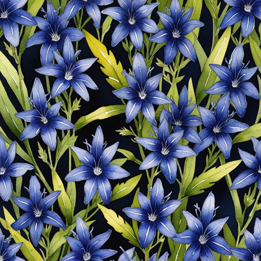 Wet on wet watercolour navy  lobelias