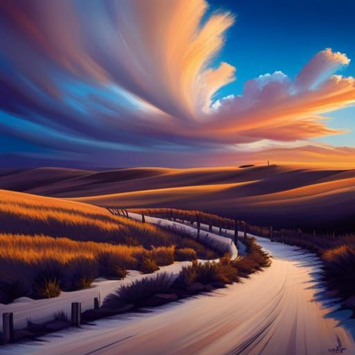 Sunset Over Rolling Hills with Horses