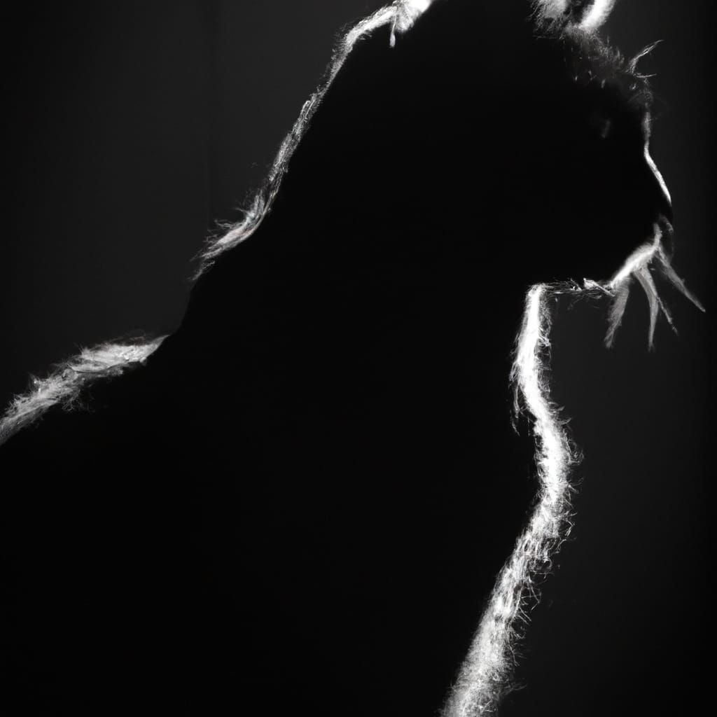 Black Cat in Rim Light: Fine Art Black and White Photo