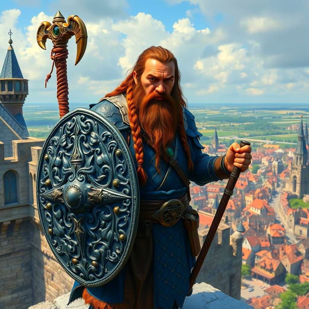 Dwarf Warrior Priest with Dragon Scale Shield