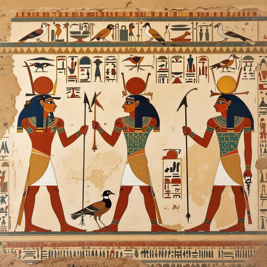 Egyptian Fresco Hunting Scene: New Kingdom Art