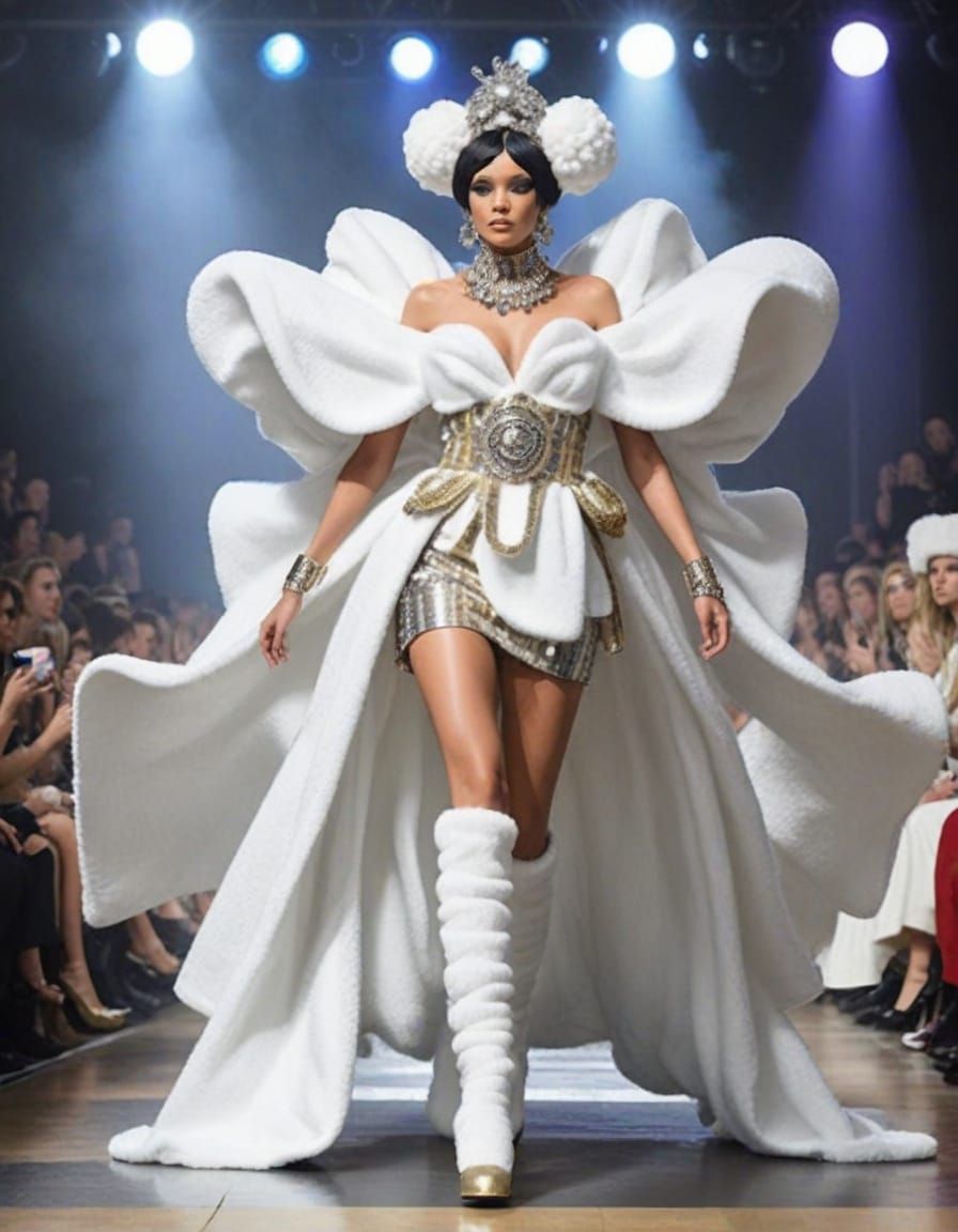 Flamboyant Fashion Model Wears Extravagant Towel Ensemble