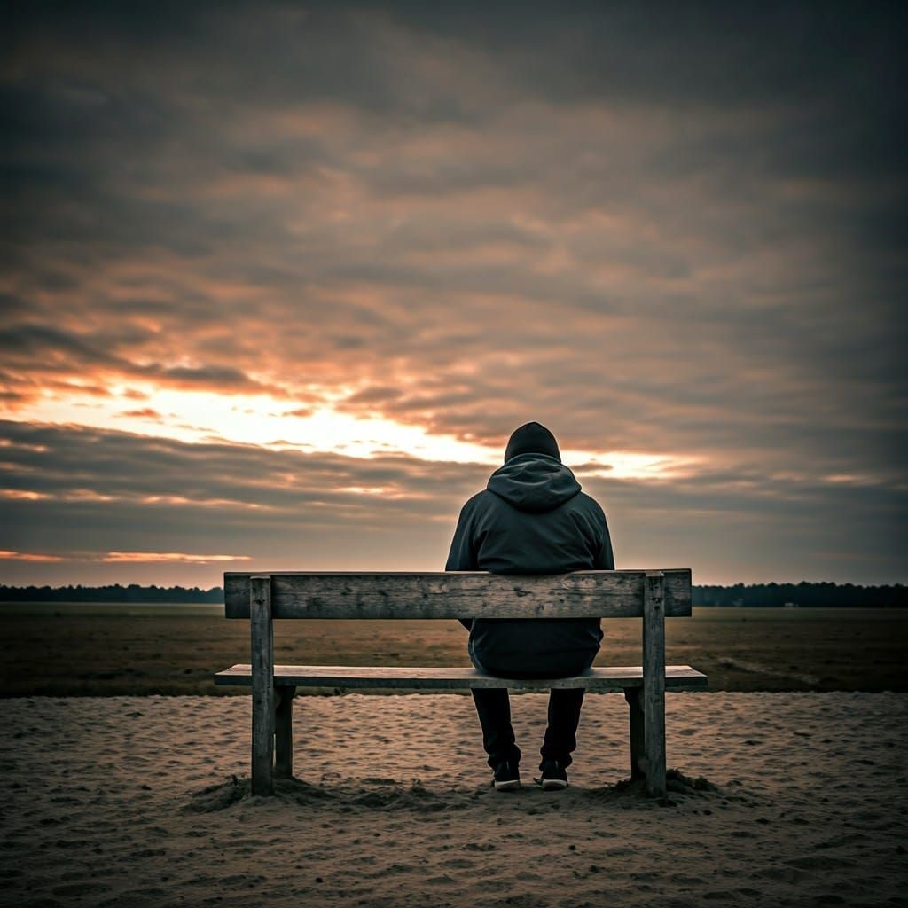 Contemplative Sunset: Portrait in Expressive Fine Art Style