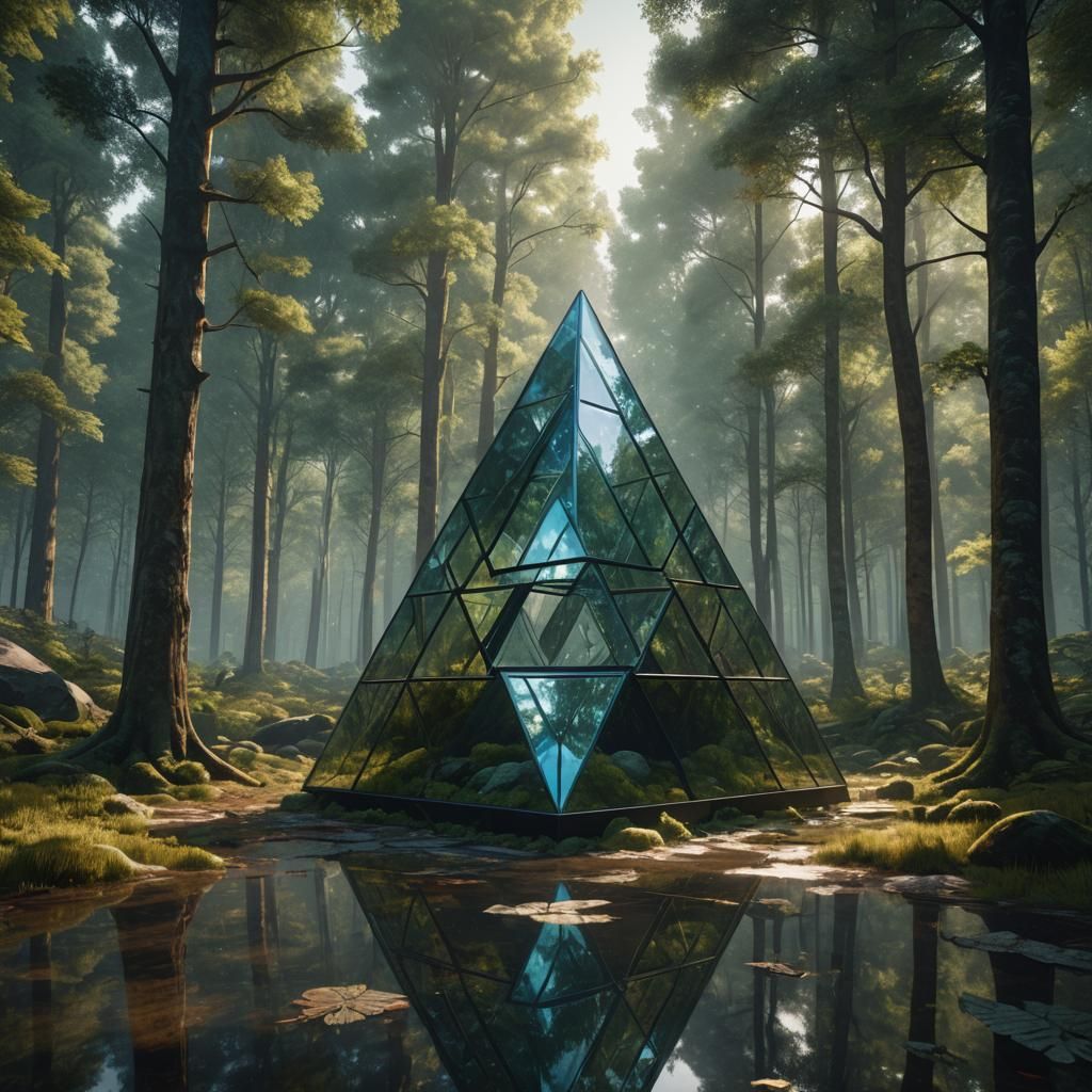 Tetrahedron Glass House in Post-Modern Style