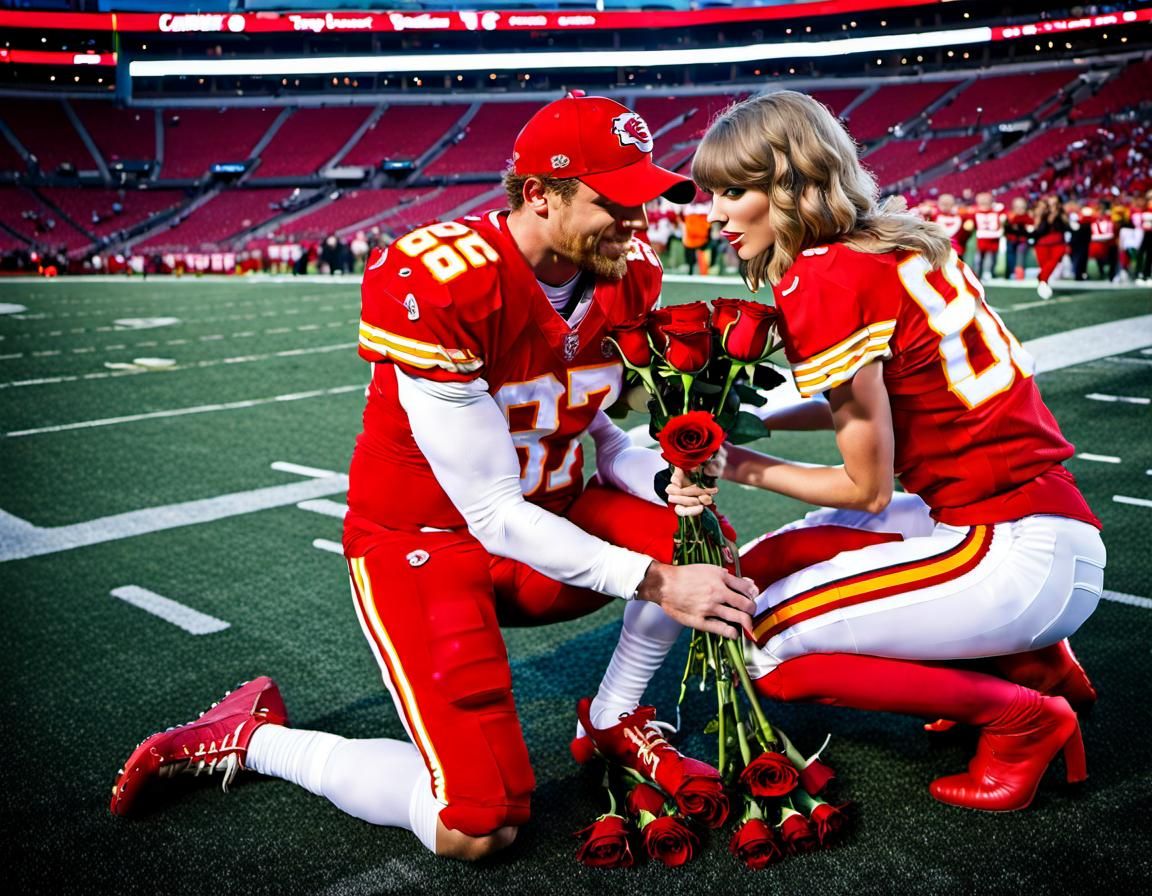 Football Star Proposes with Roses: Professional Photo