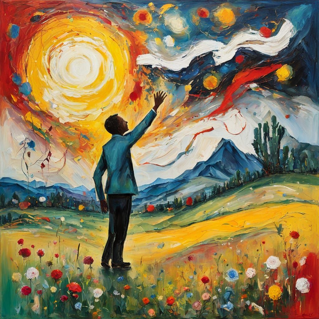 A Lonely Figure Basks in the Radiant Glow of a Setting Sun i...