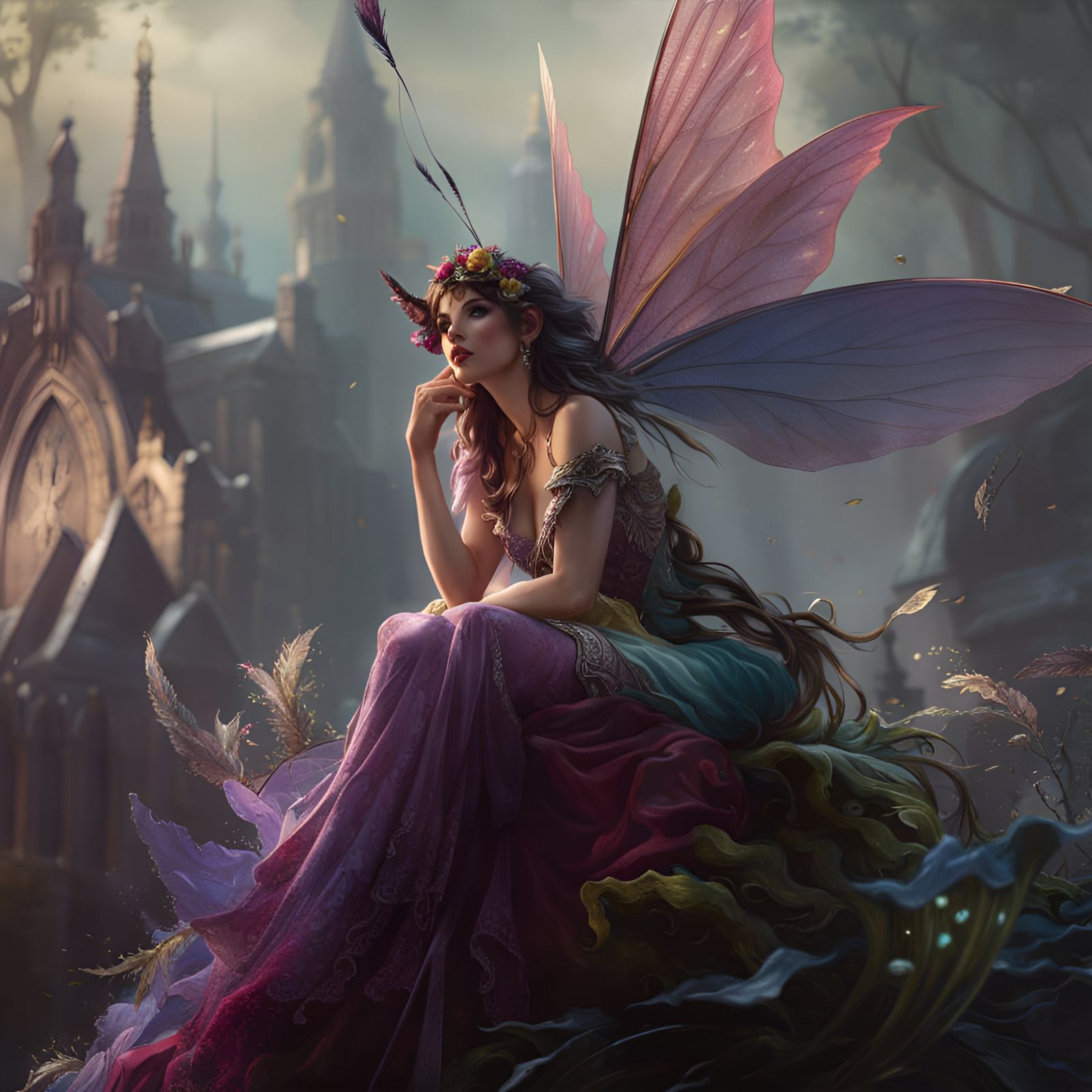 Beautiful fantasy faerie, art by Pino Daeni