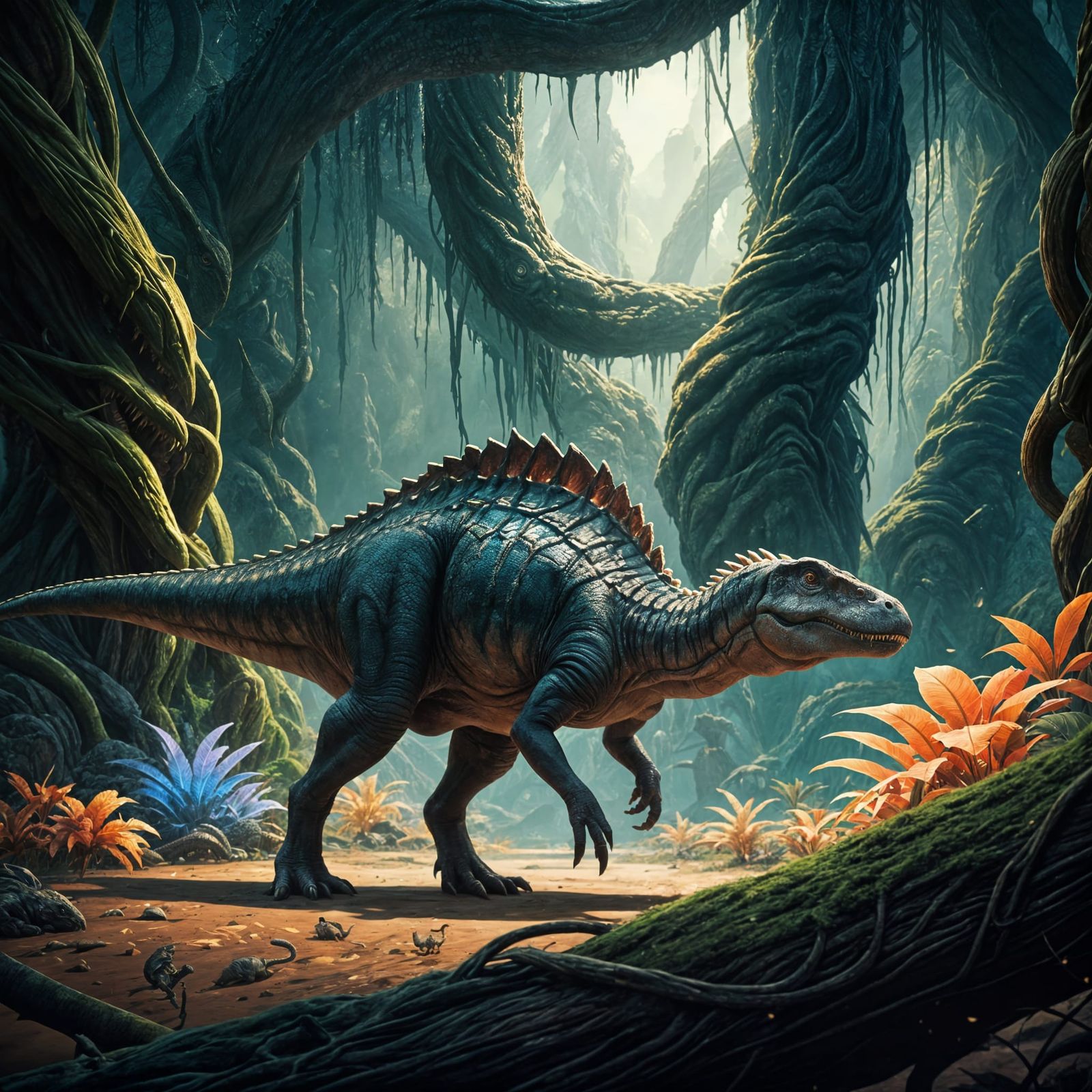 Fantastical Dinosaur in Vibrant World