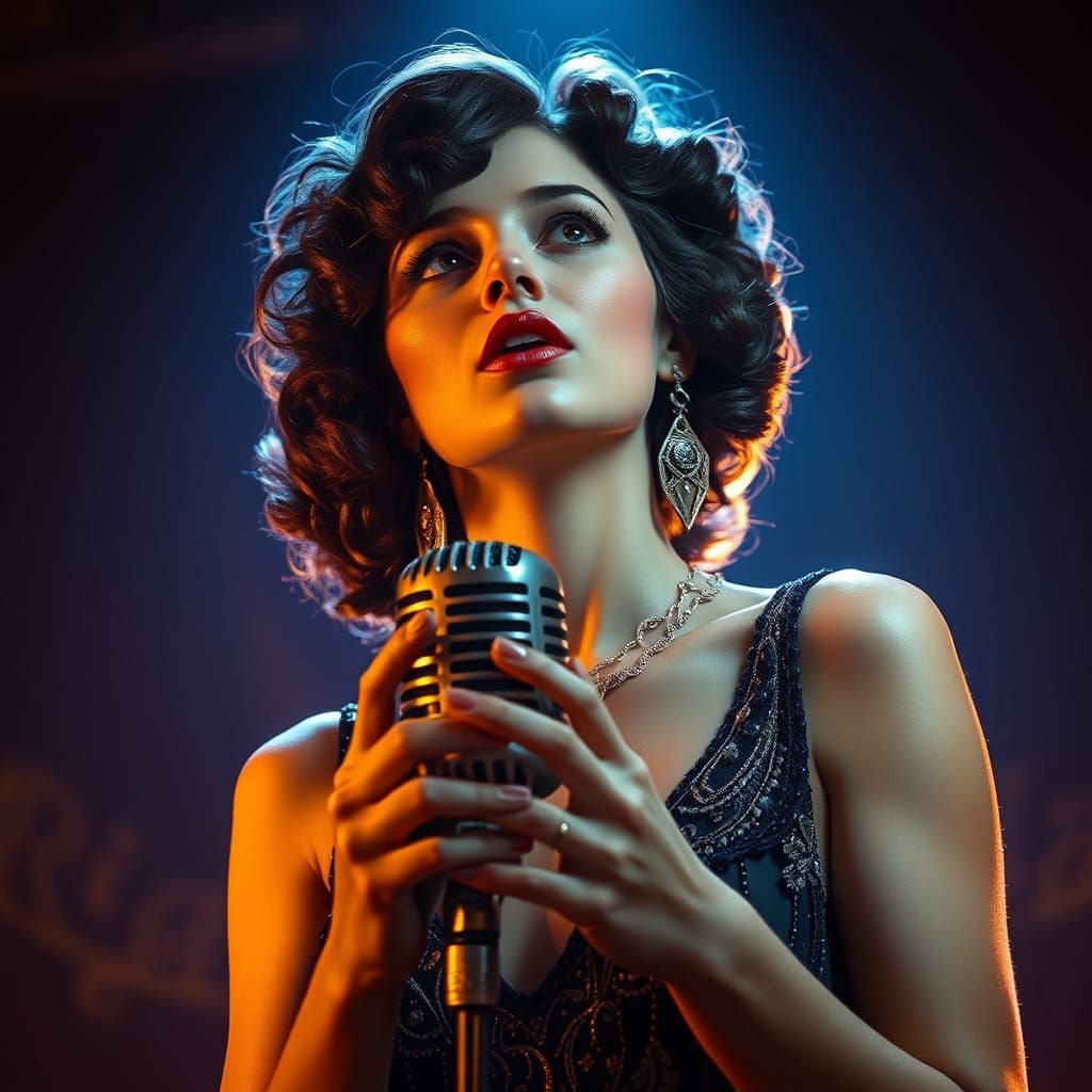 Flapper Songstress Lost in Melancholic Reverie