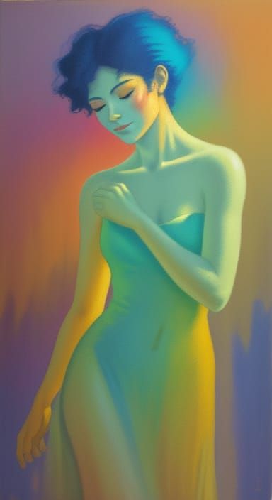 Woman in Mist: A Fauvist Oil Painting