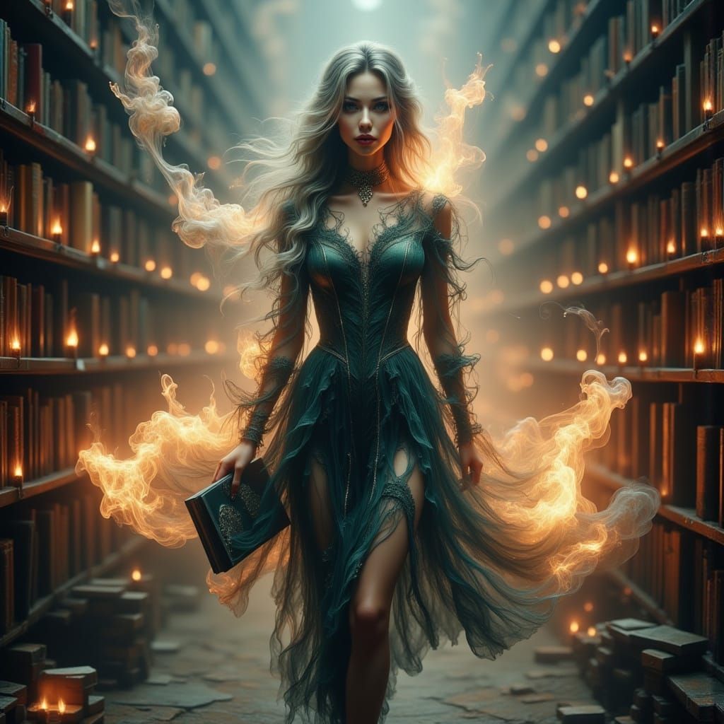 Gothic Librarians in Ethereal Dark Fantasy Setting