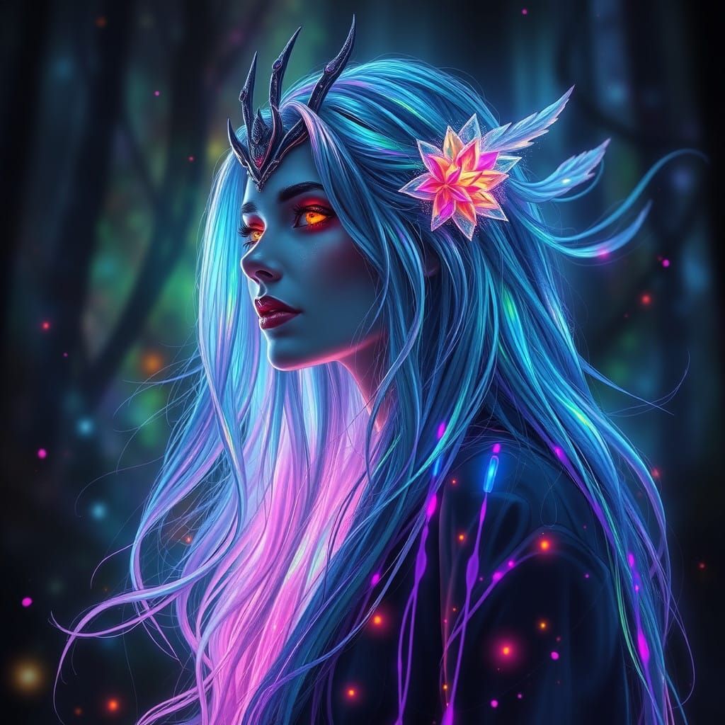 Ethereal Banshee in Bioluminescent Forest