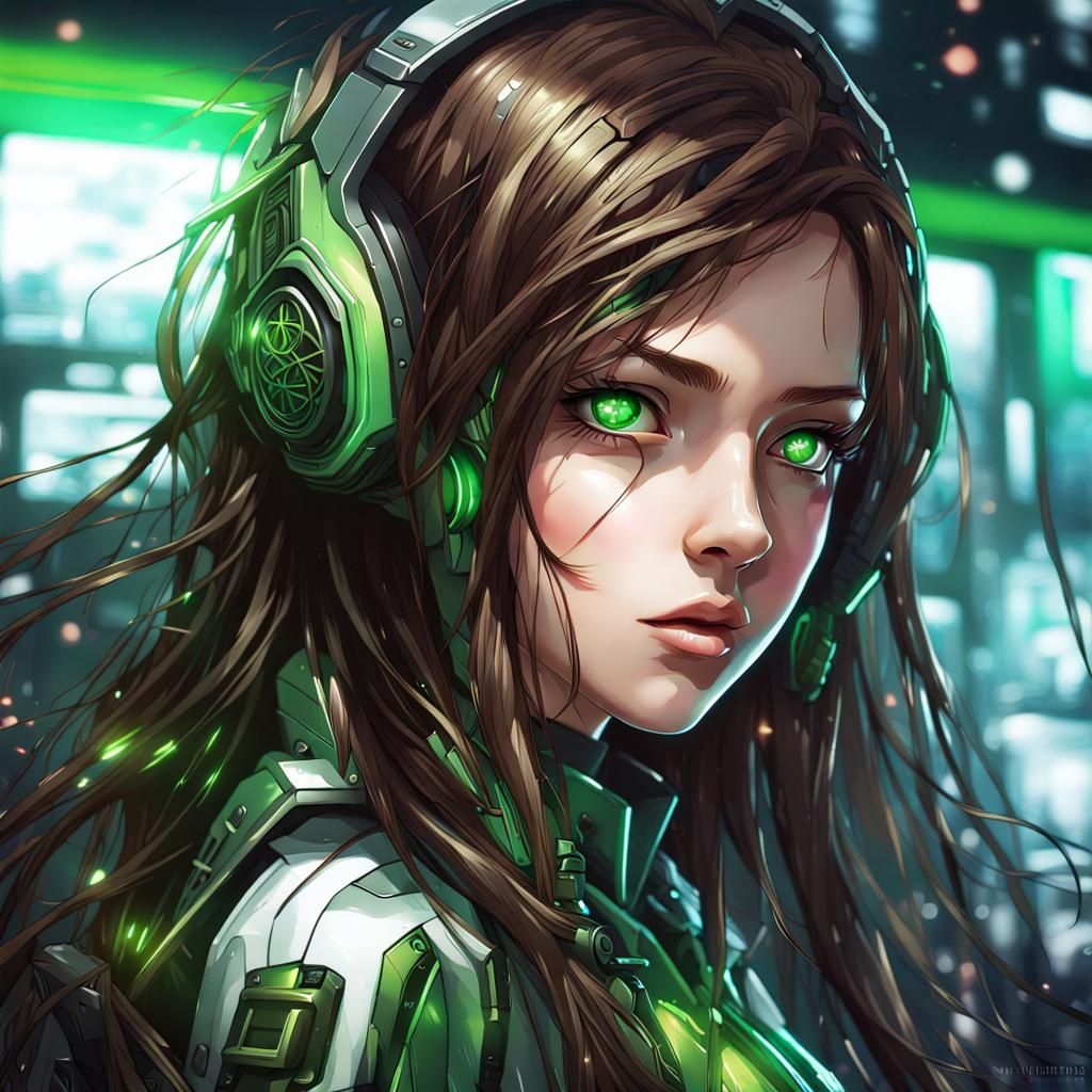 Futuristic PC Gaming Girl in Anime Style