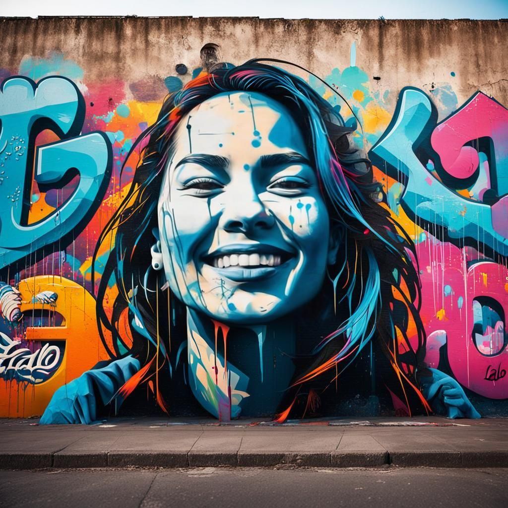 Graffiti Art: Lalo Name with Woman's Face