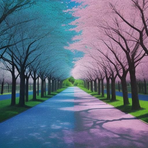 Surreal Landscape with Blue Sun and Green Moon