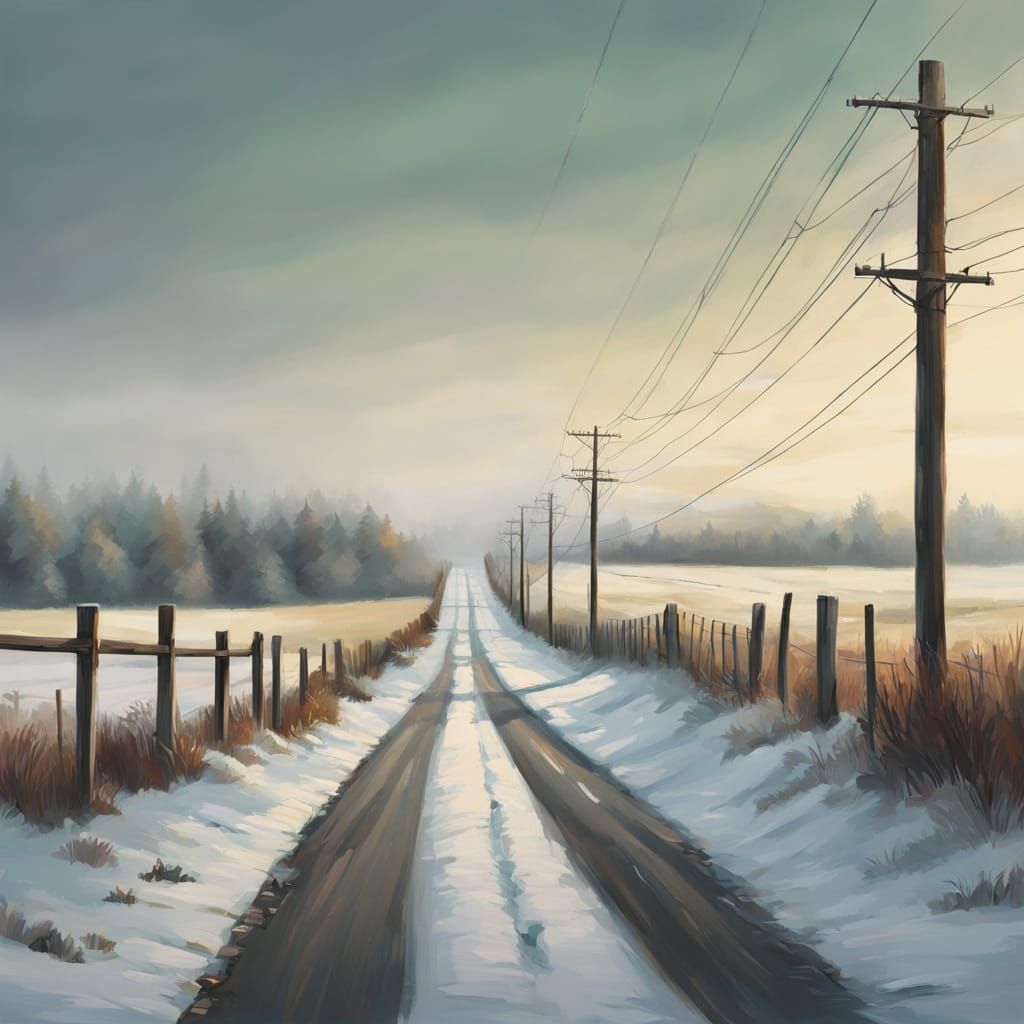 Snowy rural road