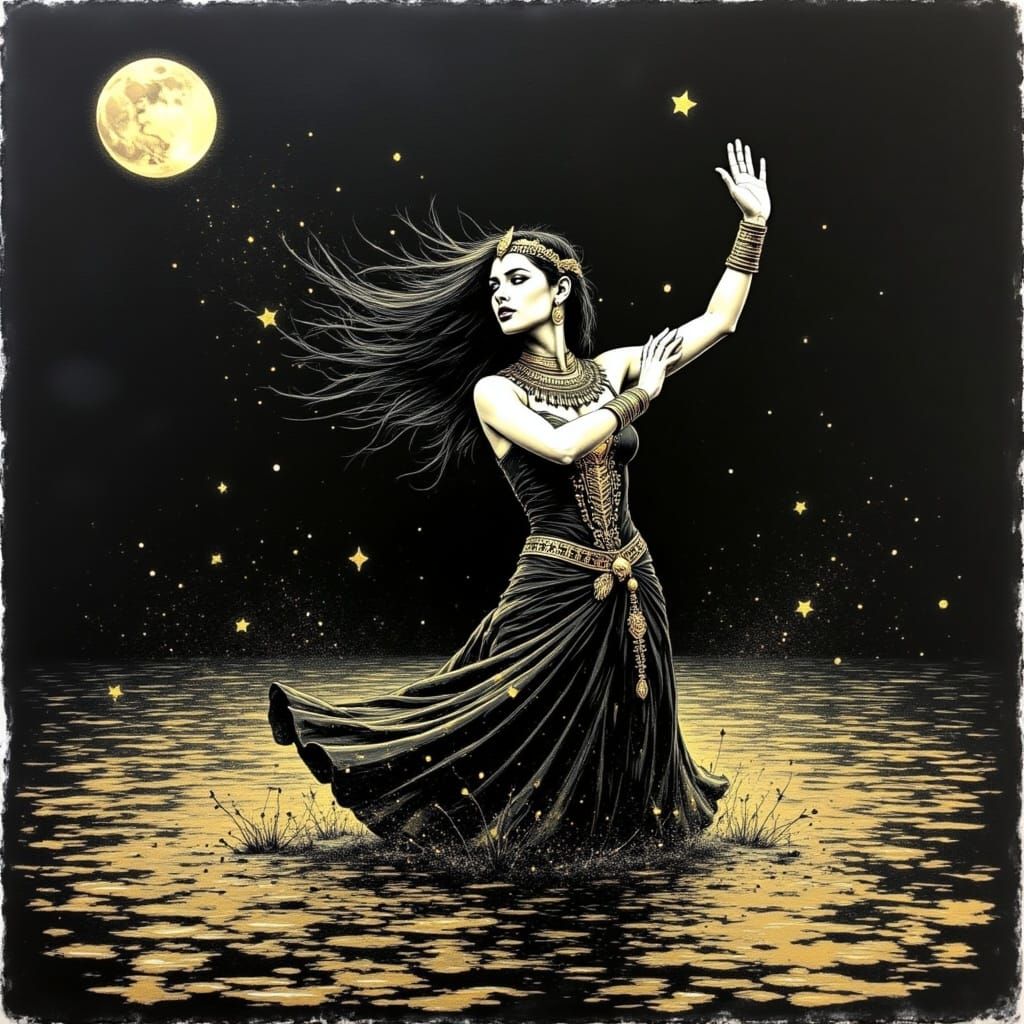 Cleopatra as Vintage Belly Dancer by Nile River