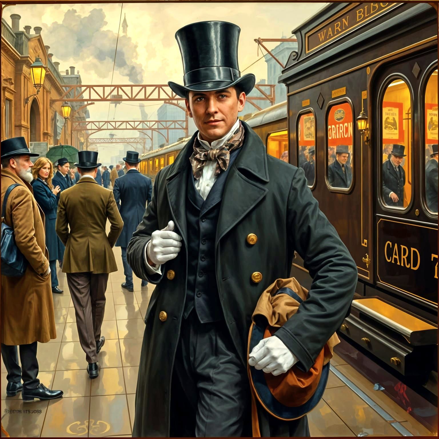 Victorian Gentleman on Train Platform in Winter