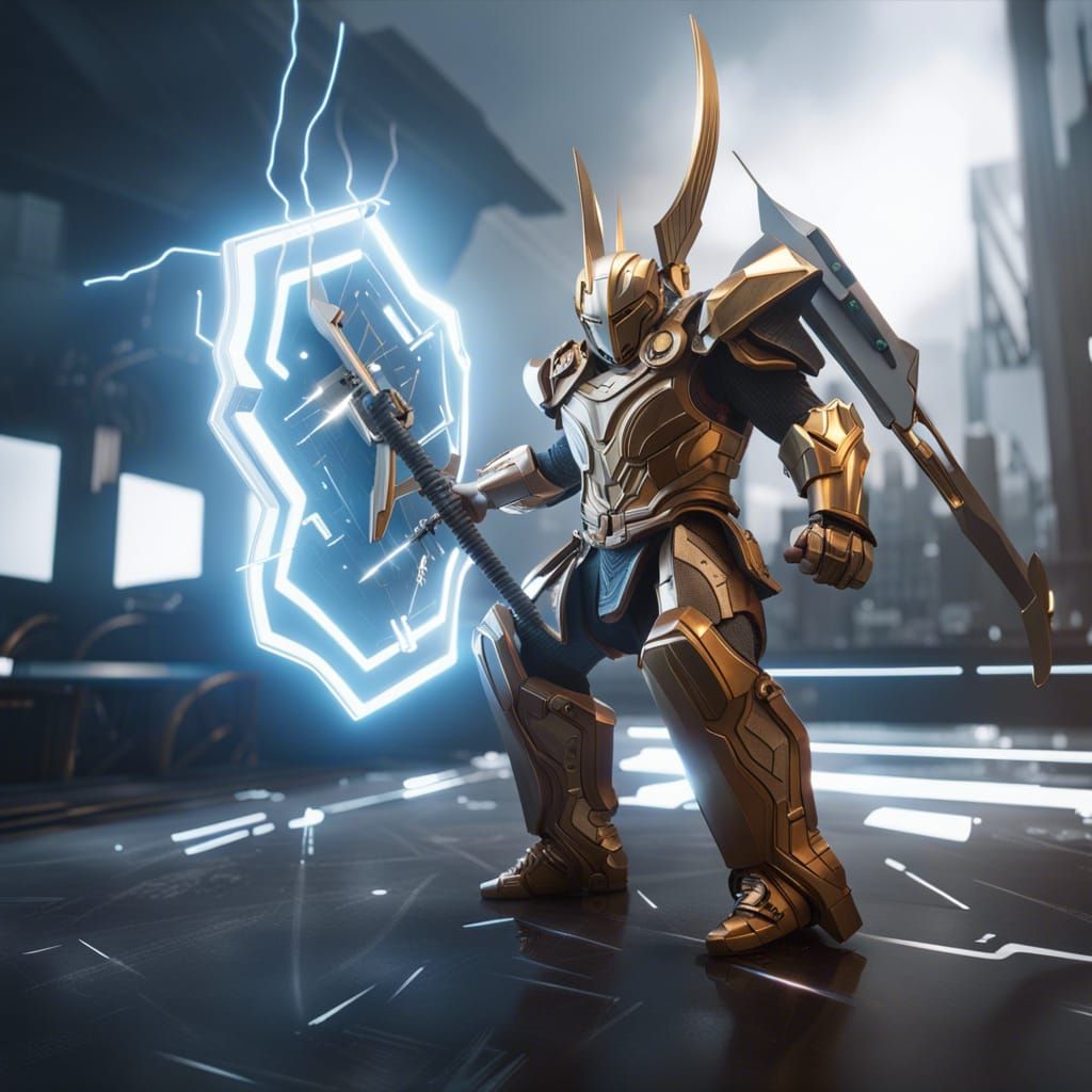 Asgard Mecha suit with lightning spear