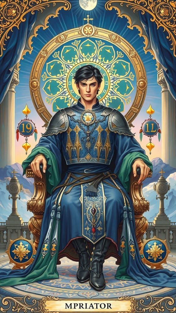 Gothic Emperor Seated on Throne in Regal Splendor