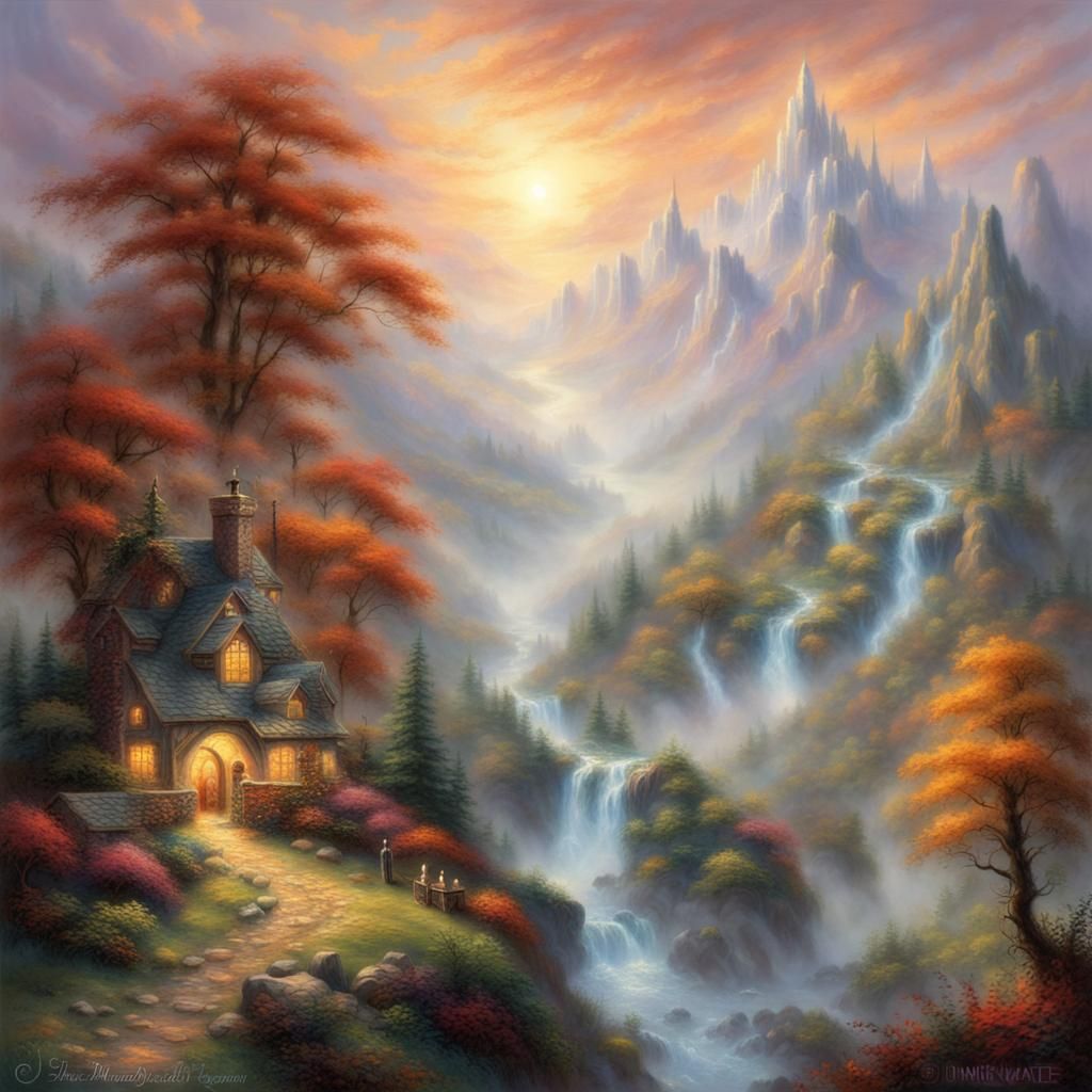 Ethereal Burning Earth Fantasy Landscape