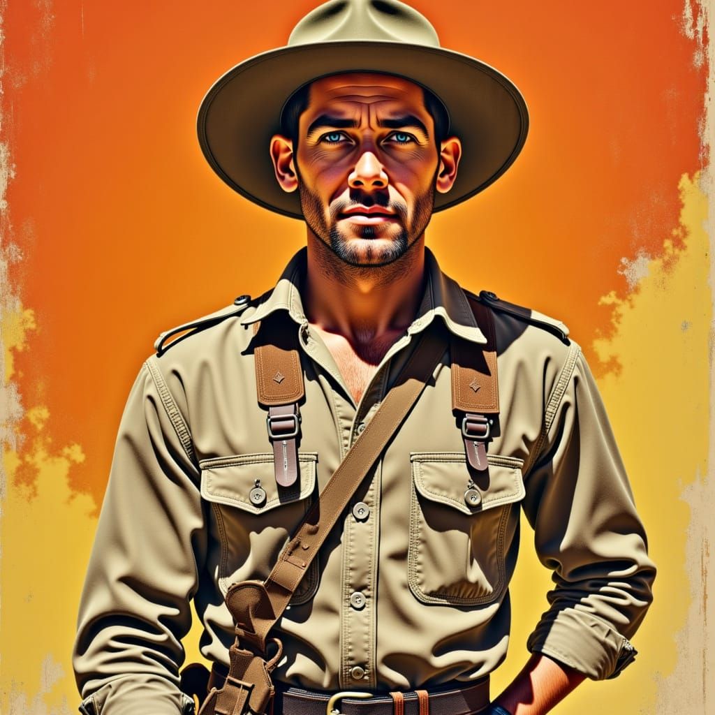 Rugged Explorer in Golden Age Illustration Style