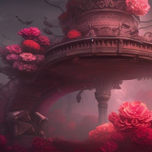 Detailed Matte Painting of a Black Rose