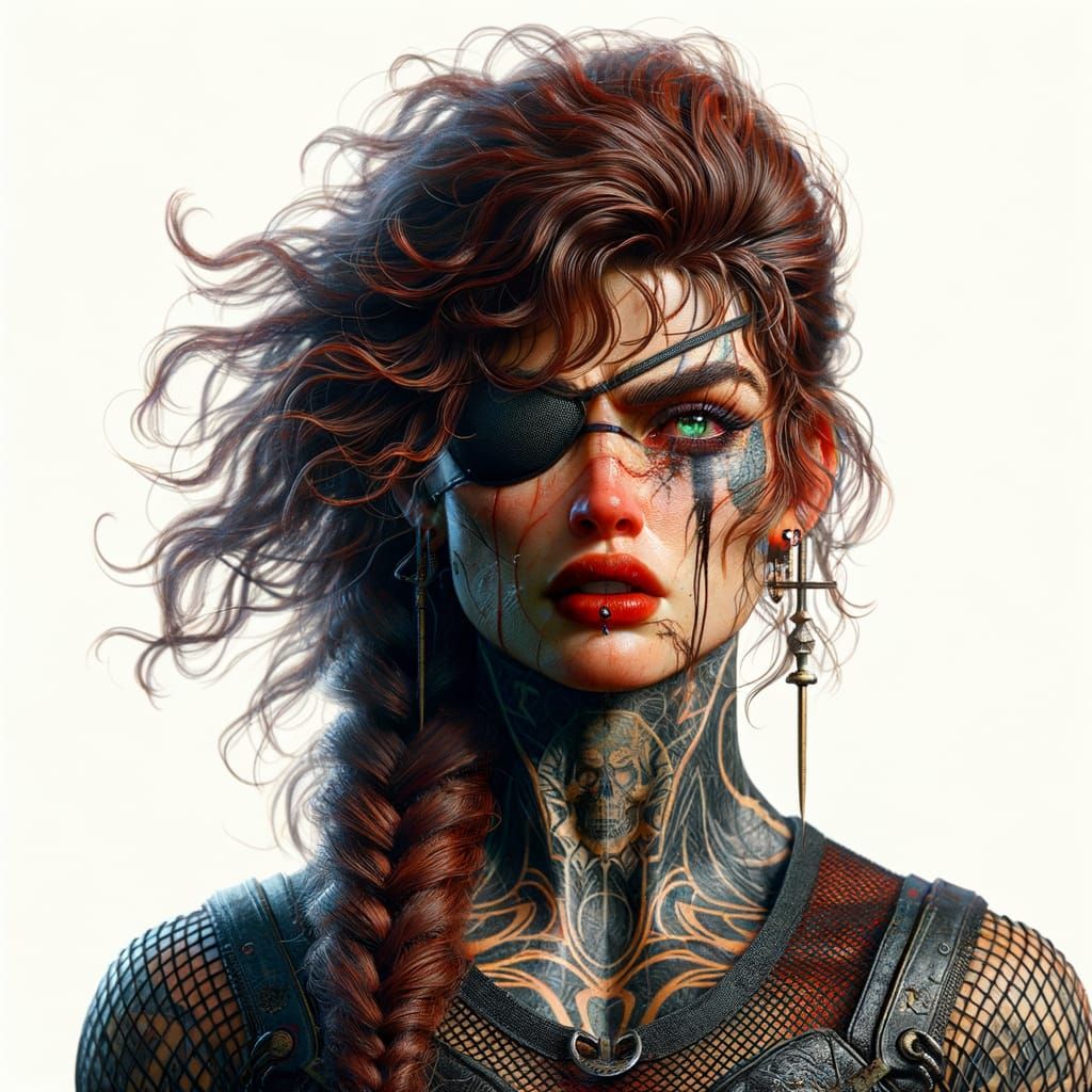 Fierce Wrestler with Warrior Braid, Fantasy Concept Art