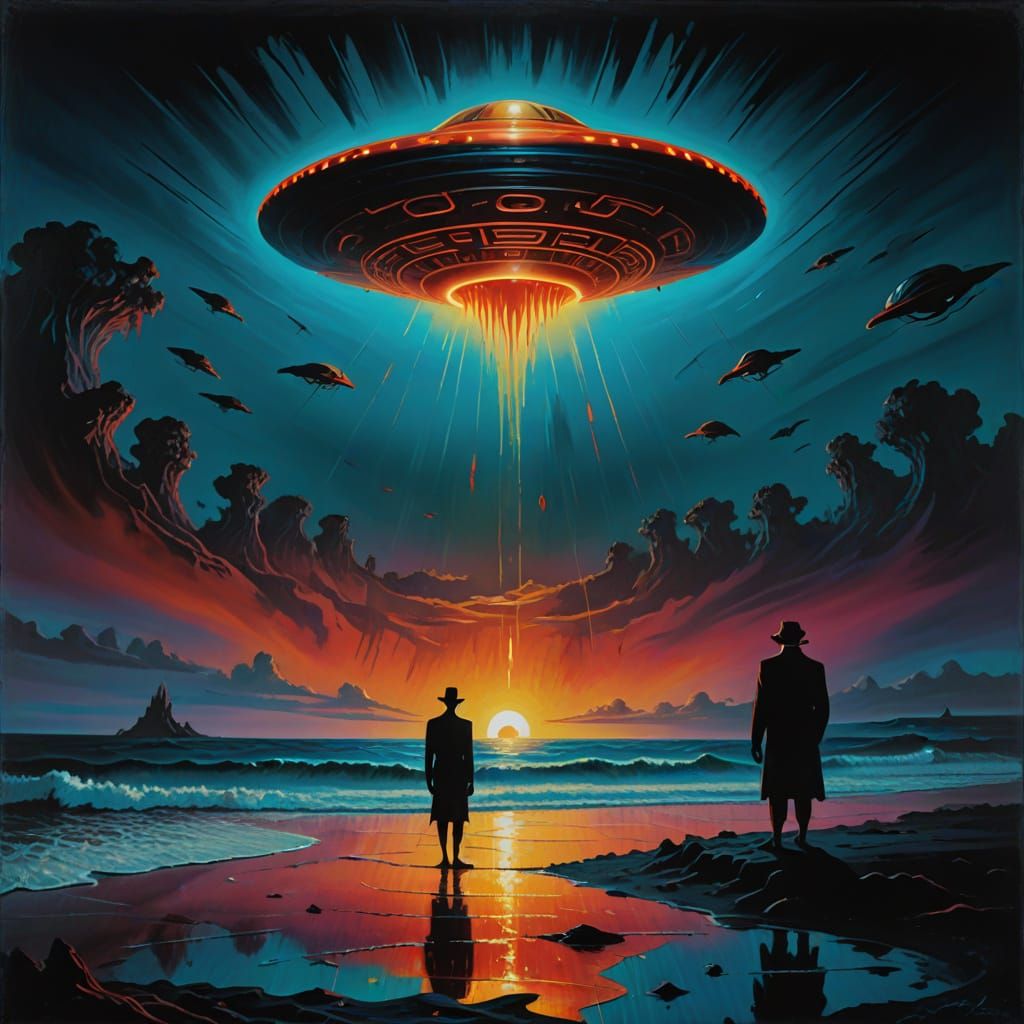 Surreal African Figure by UFO on Dark Shore