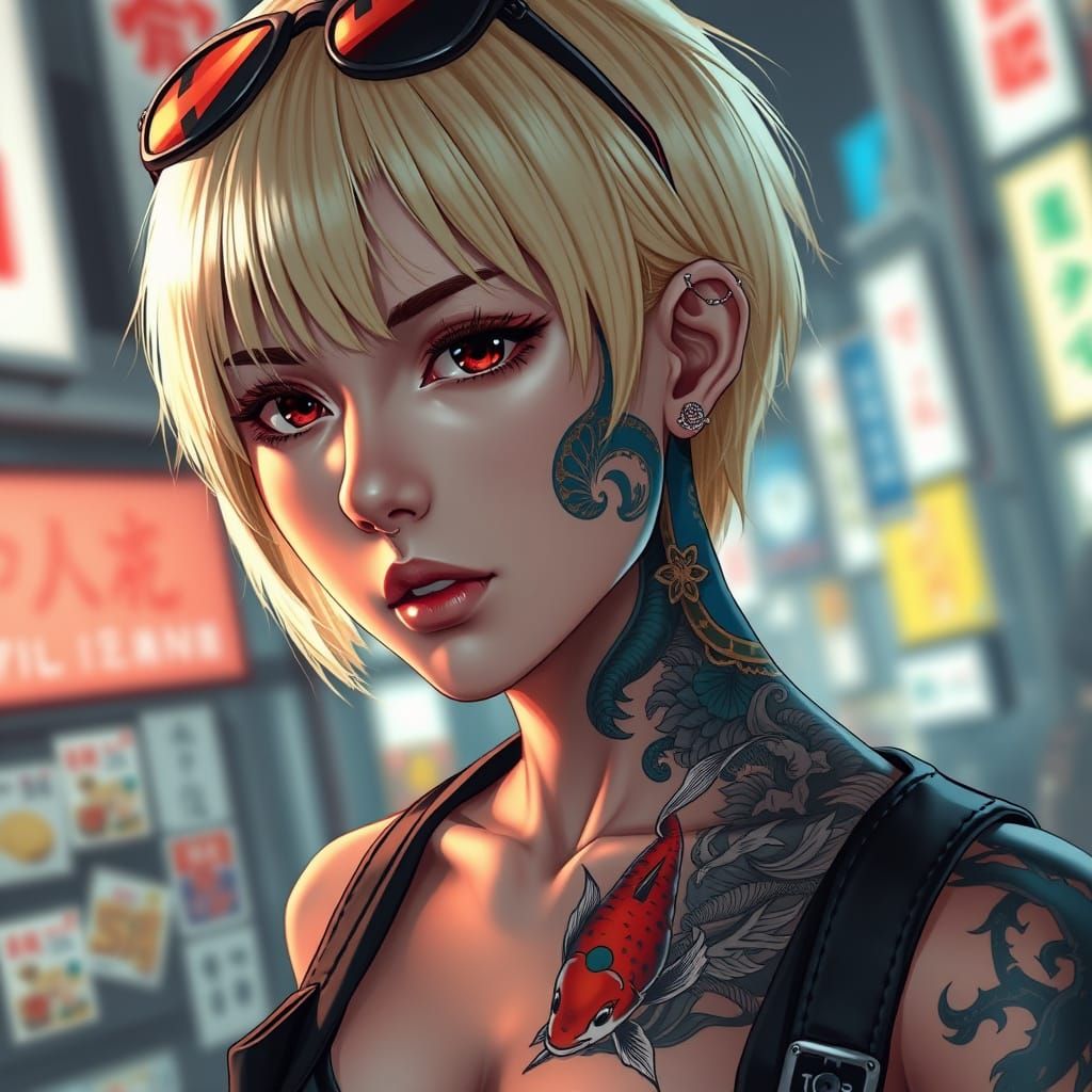 Hyper Realistic Japanese Punk Girl in Tokyo