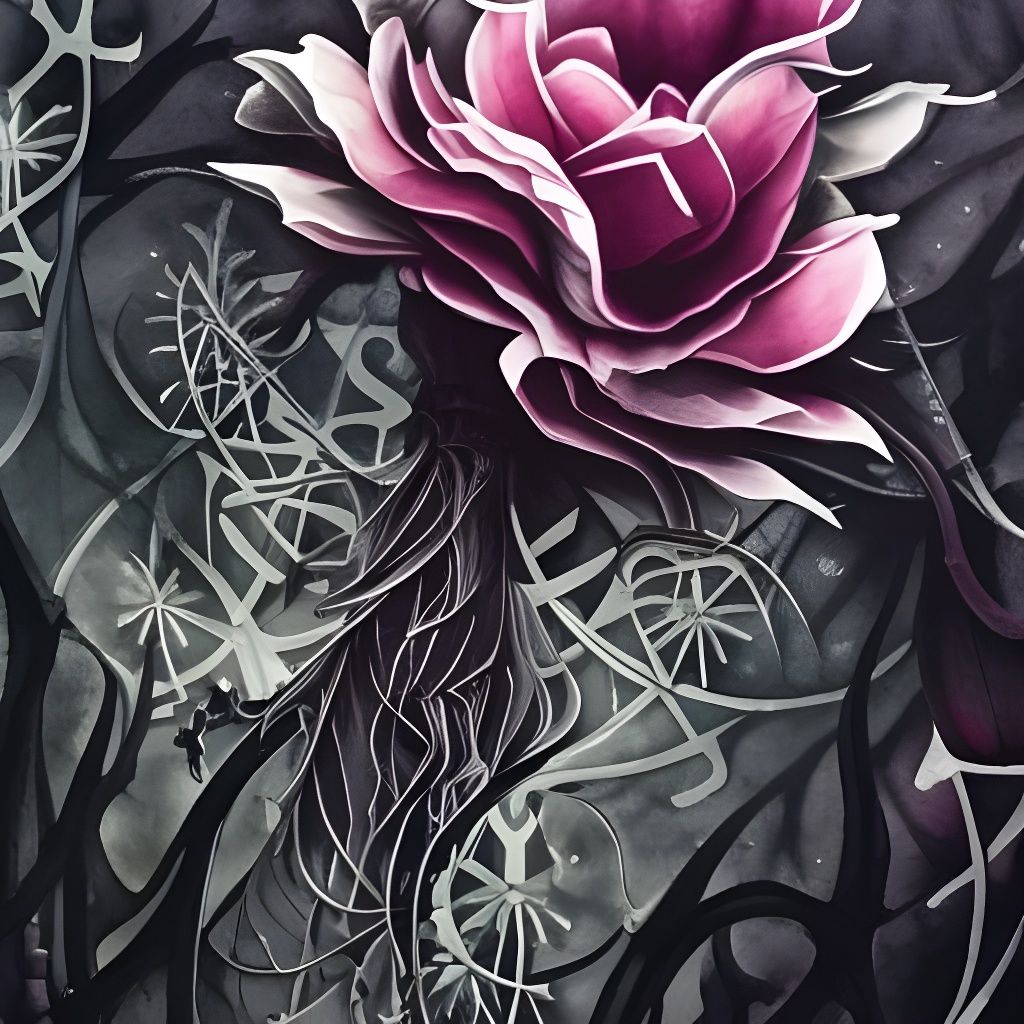 Dark Gothic Botanical Floral Watercolor Painting