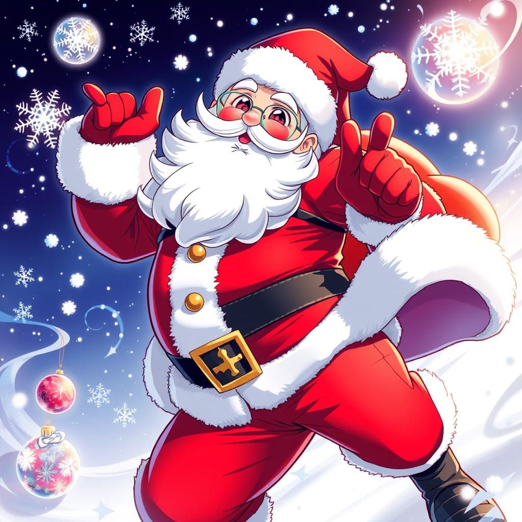 Santa Claus in Vibrant Anime Style