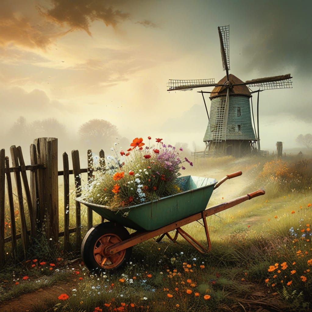 Abandoned Dutch Windmill in Autumn Glory