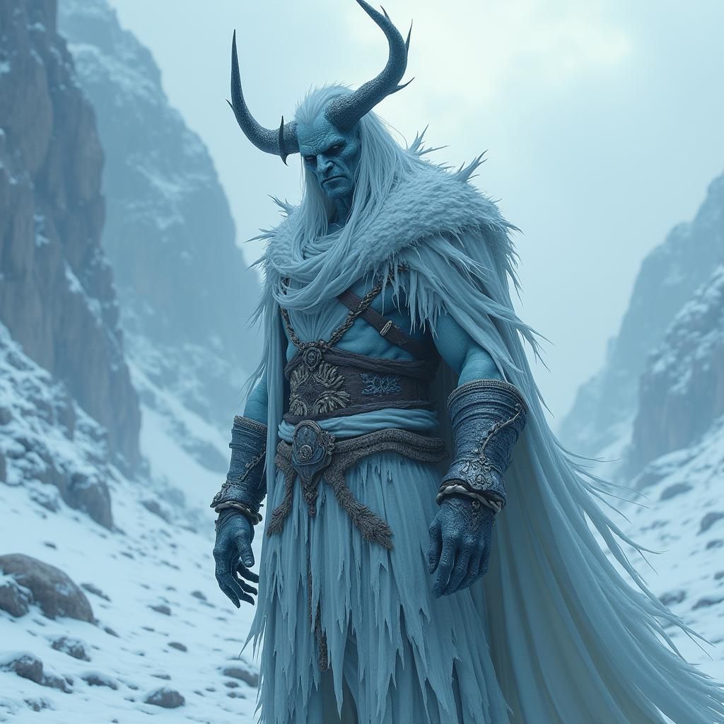 Icy Wight Demon in a Dark Fantasy Landscape