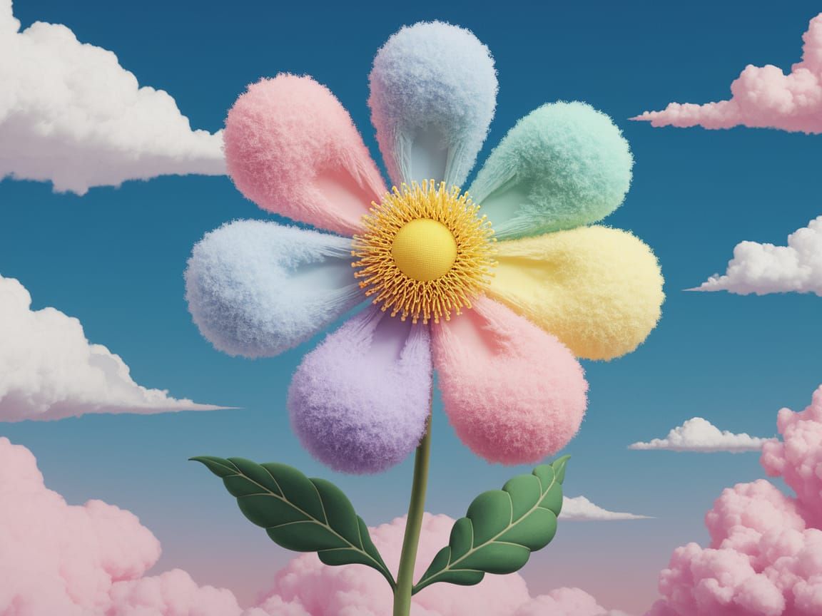 Whimsical Cloud Flower Blooms in Dreamy Sky