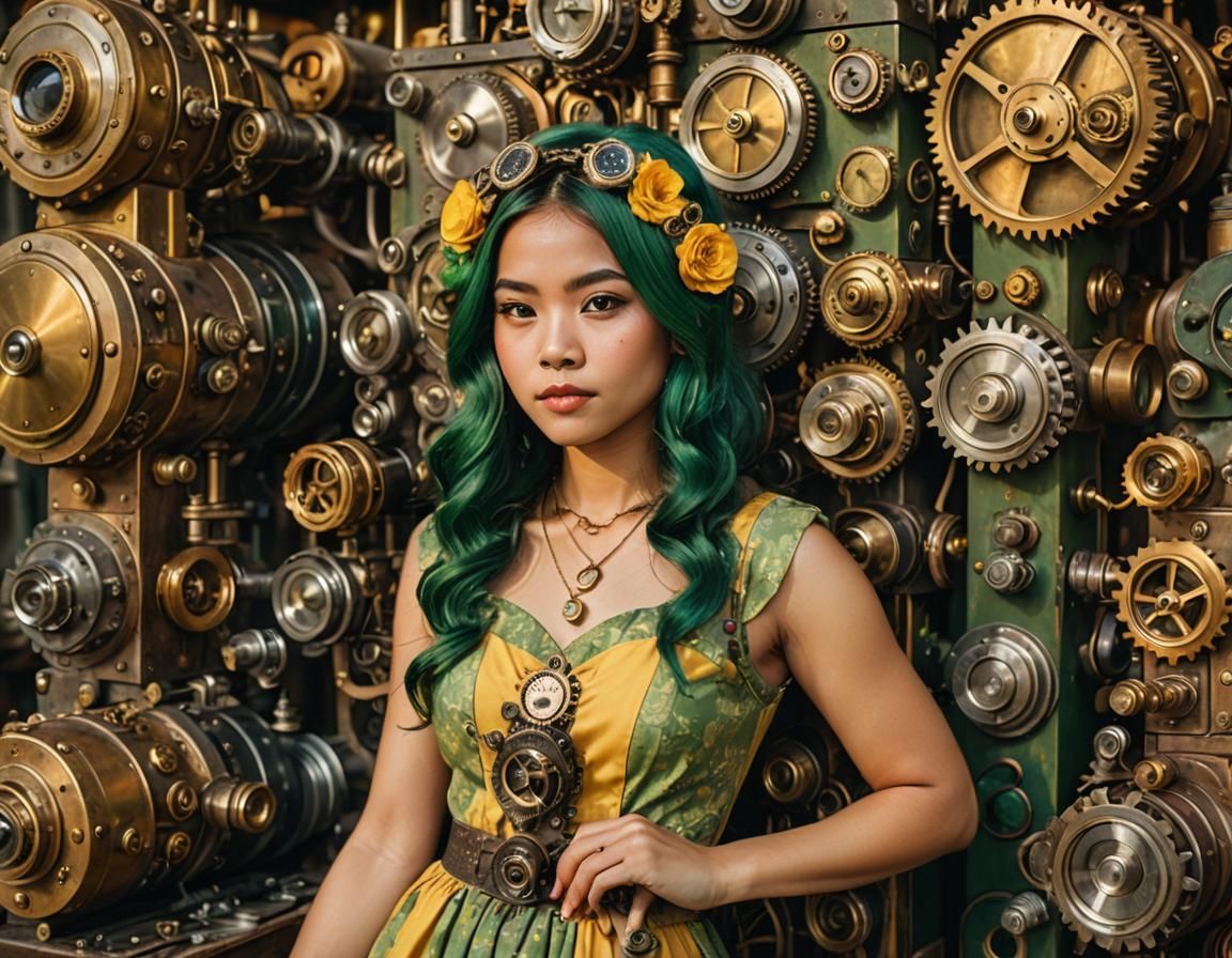 Steampunk Filipina Portrait with Zentangle Art