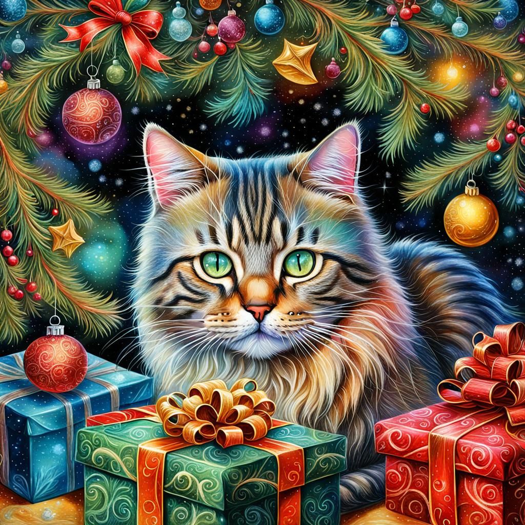 Whimsical Cat Hideaway Under Christmas Magic