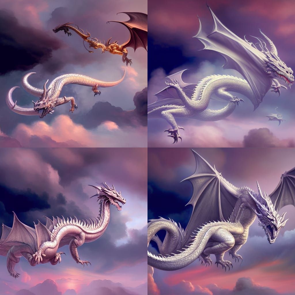 Cloud Dragon in Detailed Fantasy Art Style